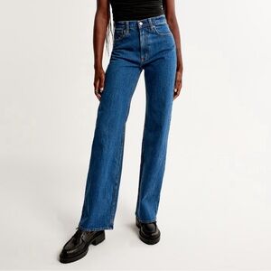 Abercrombie & Fitch Blue High Rise 90s Relaxed Straight Leg Jeans